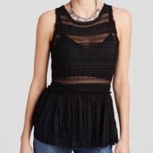 Free People Pucker Lace Sheer Cami Tank Top